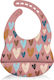 Baby Cloud Herzen Lätzchen Silikon mit Taste & Tasche Rosa