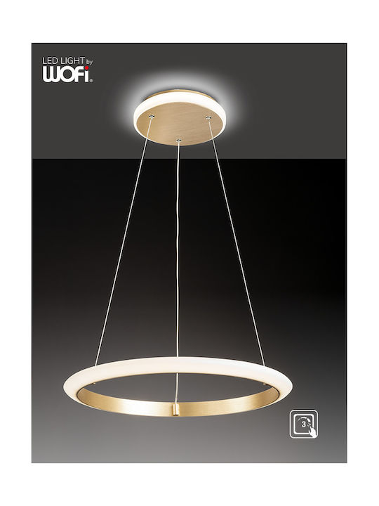 Wofi Newa 635 Κρεμαστό Φωτιστικό Χρυσό LED με Θ...