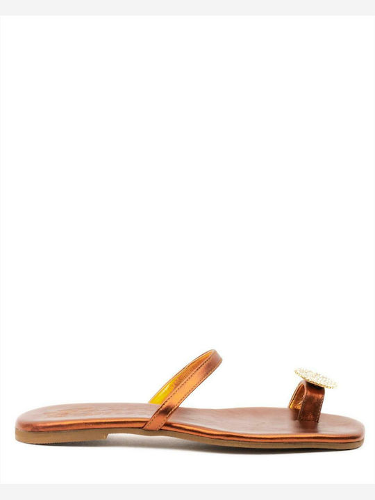 Sante Leder Flache Sandalen für Damen Bronze