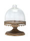 JK Home Decoration Τουρτιέρα Γυάλινη με Καπάκι & Πόδι Χρυσή 16x16x22εκ.