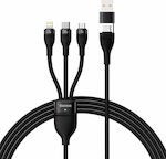 Baseus Flash Series II Braided USB to micro USB / Type-C / Lightning Cable Μαύρο 1.2m (CASS030101)