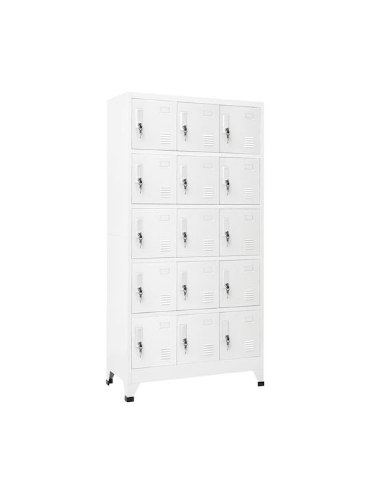 Locker Metal with 15 Cabinets Grey 90x40x180cm
