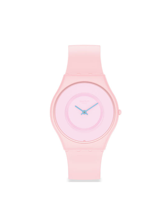 Swatch Caricia Ρολόι Μπαταρίας με Καουτσούκ Λουράκι σε Ροζ χρώμα