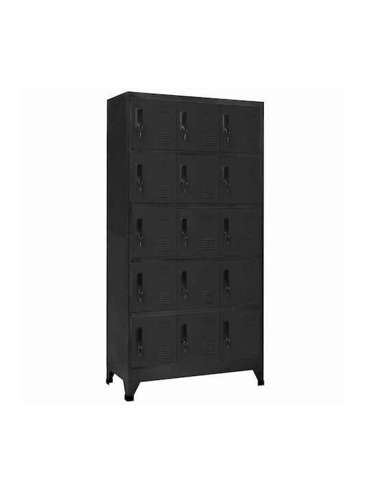 Locker Metal with 15 Cabinets Charcoal 90x40x180cm