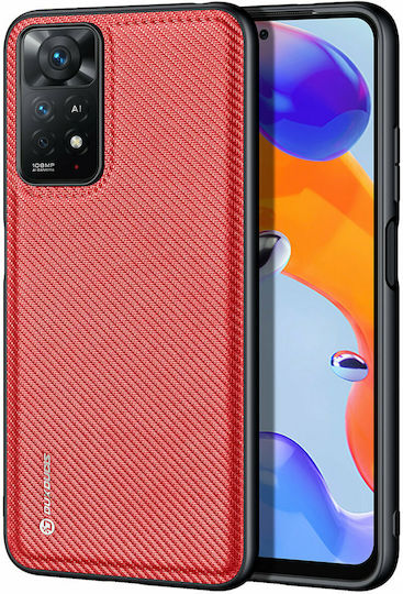 Dux Ducis Fino Задна корица Силикон / Текстил Червен (Redmi Note 11 Pro)
