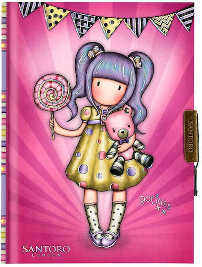 Santoro First Prize Carnet 120 Foi A5 Cu dungi cu Lacăt Fuchsia