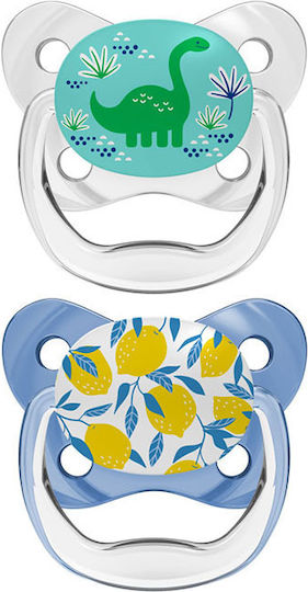 Dr. Brown's Prevent Orthodontic Pacifiers Silicone Dinosaur / Lemons - Green for 6-18 months 2pcs