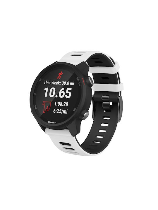 Strap Silicone White / Black (Galaxy Watch 3 41mmForerunner 55/245/645 / Vivoactive 3/5/HR / Venu Sq 2Amazfit Bip)