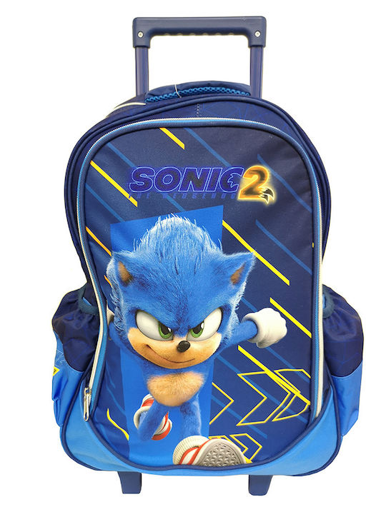 Gim Sonic Σχολική Τσάντα Τρόλεϊ Δημοτικού σε Μπλε χρώμα