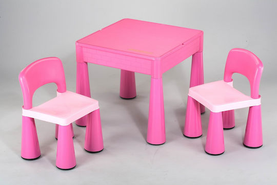 Kids Table and Chairs Set made of Plastic Pink Playcity