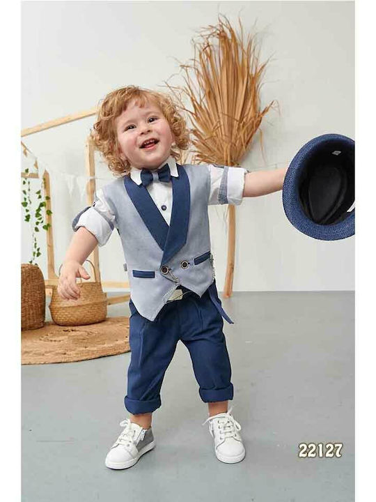 Bonito Baby Βαπτιστικό Κοστούμι Μπλε 6τμχ Bonito Baby Βαπτιστικό Κοστούμι Μπλε 6τμχ