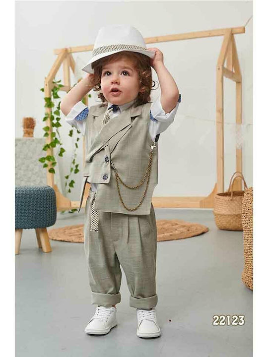 Bonito Baby Βαπτιστικό Κοστούμι με Γιλέκο για Αγόρι 6τμχ