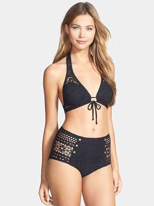 AngelSin Bikini Set Triangle Top & Slip Bottom Black