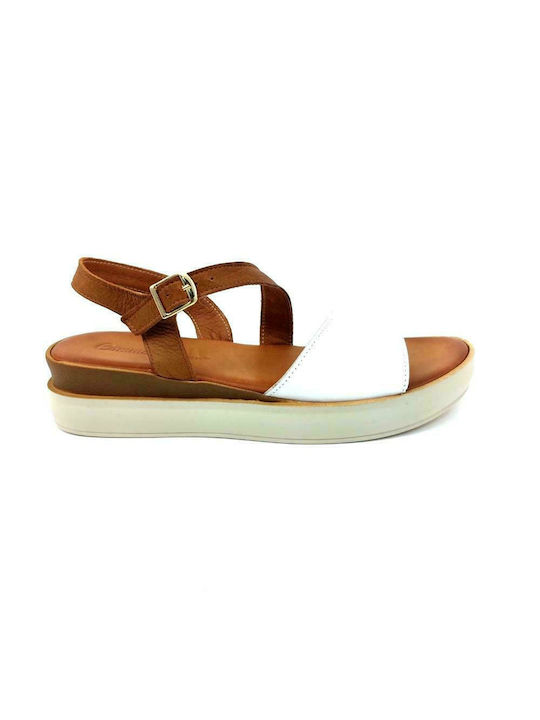 Commanchero Original Leather Women's Flat Sandals With a strap In White Colour