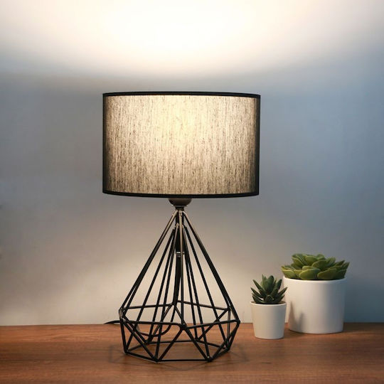 Pakketo Pwl-1079 Metal Table Lamp for Socket E27 with Black Shade and Base