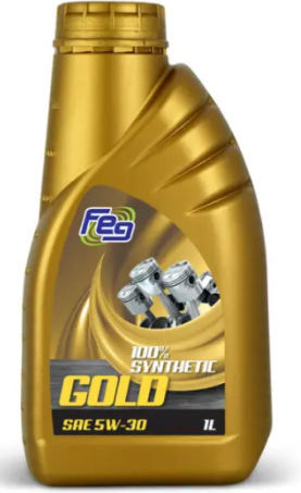 Feg Gold 100% Synthetic Synthetisch,Polyester/Cotton/Leather Autopflegeöl 5W-30 1Es
