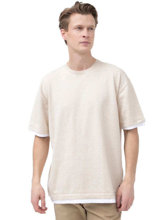 Tom Tailor Herren T-Shirt Kurzarm Soft Creme Melange