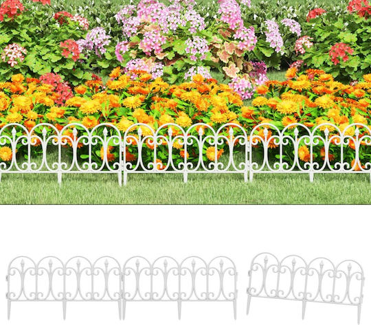 vidaXL Kunststoffgartenbordüre in Weiß Farbe 60x32.5cm Satz mit 17 Stück