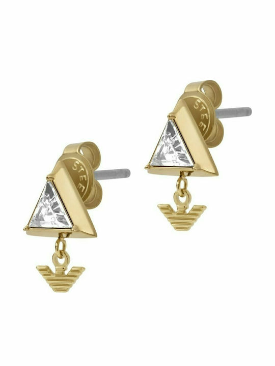 Emporio Armani Sentimental Earrings made of Steel Gold Plated with Stones