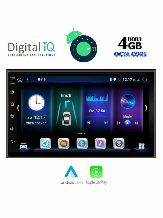 Digital IQ Car-Audiosystem 2DIN (Bluetooth/USB/AUX/WiFi/GPS/Apple-Carplay) mit Touchscreen 7"