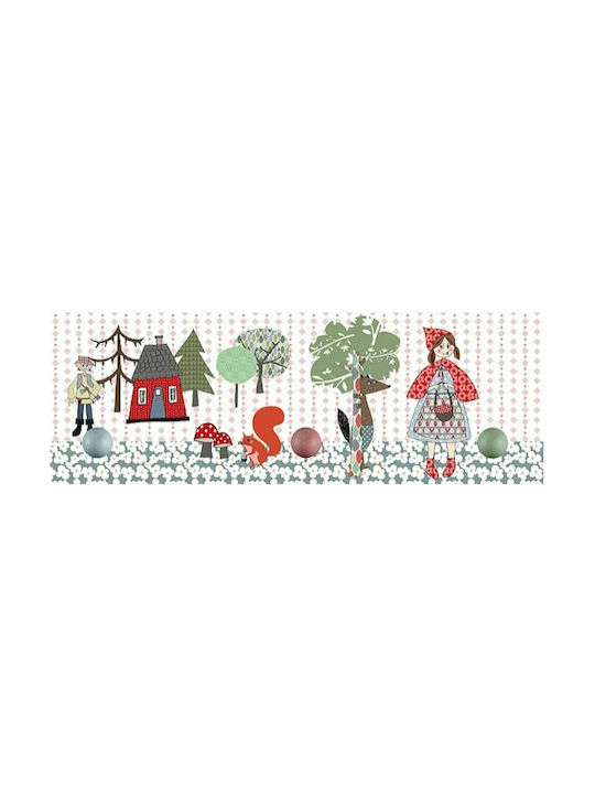 Colourbox Kids Wooden Kids Wall Hanger with Hooks Little Red Riding Hood Polychrome 50x5x17.5cm