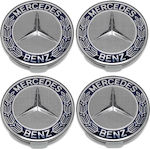 Wheel Center Caps Mercedes Benz with 75mm Internal Diameter Blue 4pcs