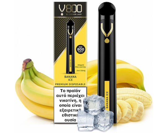 Dinner Lady V800 Einweg-E-Zigarette 800 Einweg-E-Zigaretten Banana Ice 2ml 20mg Schwarz