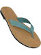 Xelidoni Leather Women's Flat Sandals in Green Color