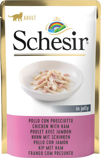Schesir in Jelly Υγρή Τροφή για Ενήλικες Γάτες σε Φακελάκι με Καβούρι και Κοτόπουλο χωρίς Γλουτένη 85gr