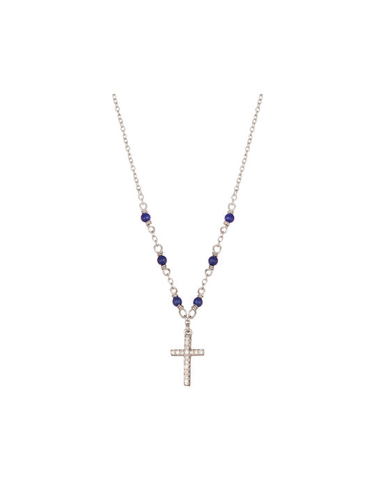 Silver platinum plated necklace Rosary Cross necklace