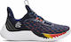 Curry 9 Niedrig Basketballschuhe Midnight Navy / Orange / White