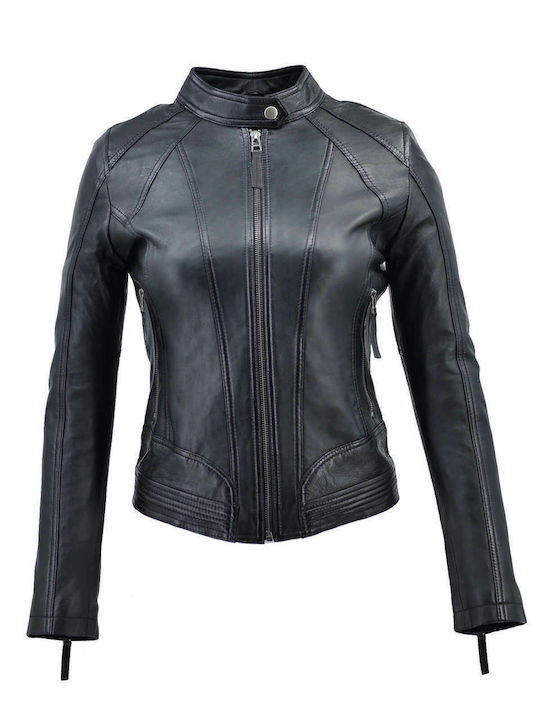 Δερμάτινα 100 Δερμάτινο Γυναικείο Biker Jacket Μαύρο