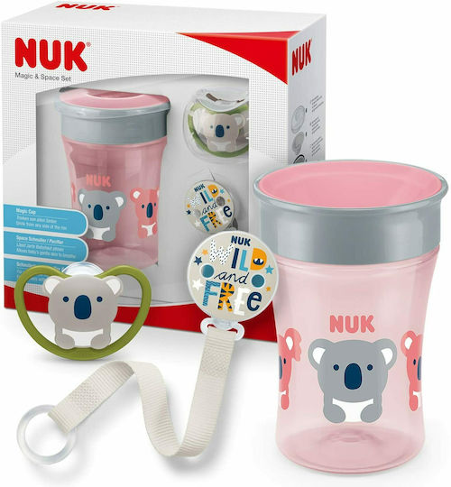 Nuk Παιδικό Ποτηράκι Set Magic Cup & Space από Πλαστικό Ροζ Κοάλα 230ml για 6m+