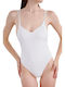 Back Tie Ring White One Piece Swimsuit