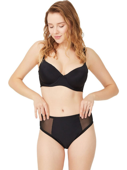 Cansoy Underwear Set with Bra & Brazil Black