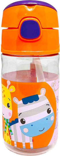 Fisher Price Giraffe Kids Water Bottle Plastic with Straw Orange 350ml