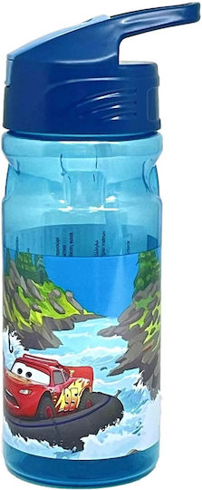 Gim Cars Kids Water Bottle Disney Cars Plastic with Straw Blue 500ml