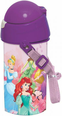 Gim Πλαστικό Παγούρι με Καλαμάκι Disney Princesses σε Μωβ χρώμα 500ml