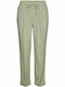 Vero Moda Women's Linen Trousers with Elastic in Loose Fit Green