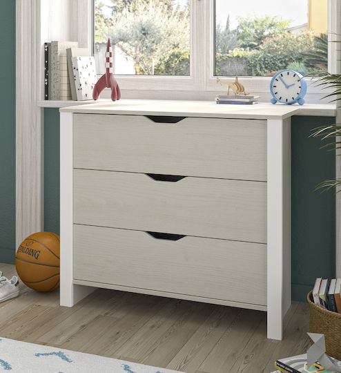 Comoda pentru Dormitor Lemnoasă Nairobi cu 3 sertare Whitewashed Chestnut 88x43x80buc