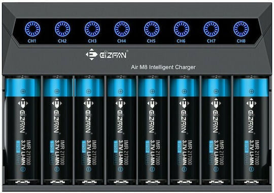Efan Air M8 Charger 8 Batteries Li-ion Size 18650/21700