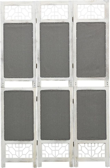 vidaXL Decorative Room Divider Fabric with 3 Panels Grey 105x165cm