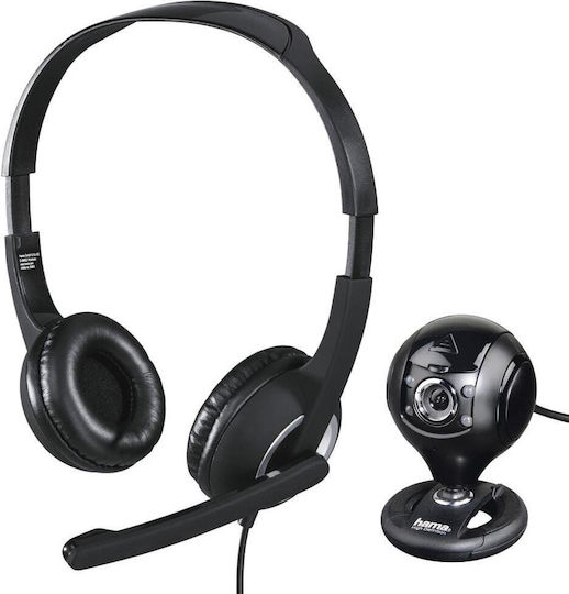 HAMA HS-P150 & C-200 Auf dem Ohr Multimedia-Headsets mit Mikrofon und Verbindung 3,5 mm Klinke in Schwarz Farbe
