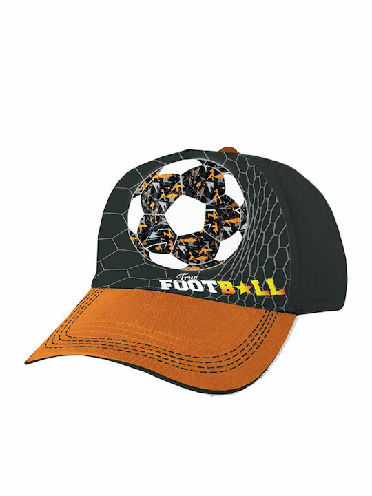 Must Team Kids' Hat Jockey Fabric Black Black with Orange Brim
