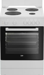 Beko Ελεύθερη με Εμαγιέ Εστίες Λευκή FSM66001GWS Beko Ελεύθερη με Εμαγιέ Εστίες Λευκή FSM66001GWS