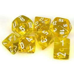 Chessex Dungeons & Dragons Translucent Polyhedral 7-Die Set Zaruri Galben/alb 23072