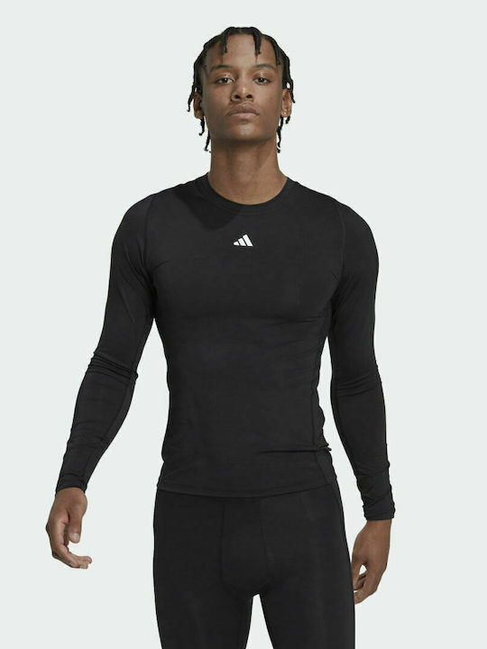 Adidas Techfit Training Ανδρική Μπλούζα Μακρυμάνικη Μαύρη
