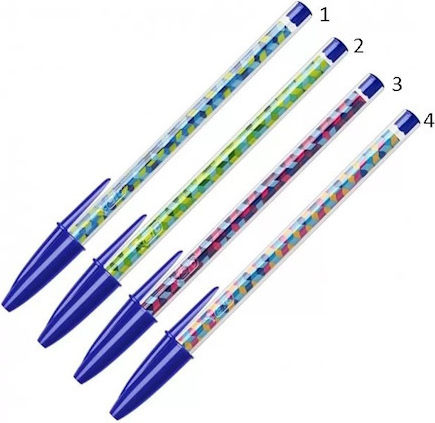 BIC Cristal Collection Medium Pen Ballpoint 1mm with Blue Ink Green/Lachanese/Yellow/Blue (Μiscellaneous Colours)