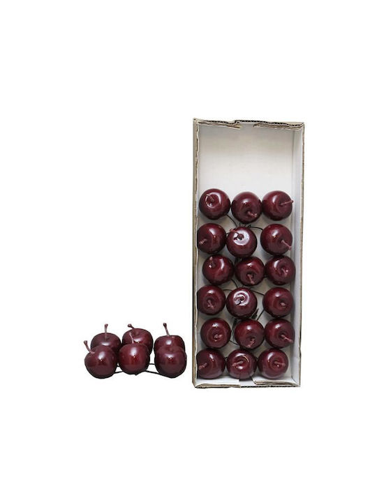 Supergreens Set of Decorative Apples made of Plastic Dark Red 3.5x3.5cm 24pcs
