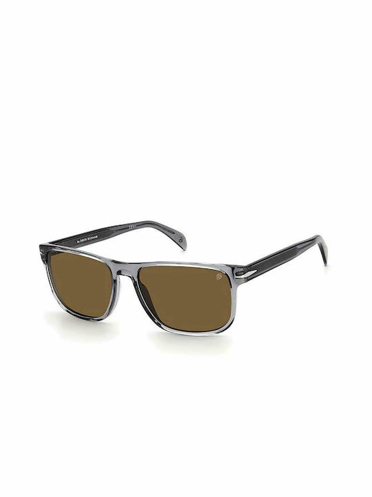 David Beckham Men's Sunglasses with Gray Tartaruga Acetate Frame and Brown Lenses DB 1060S KB7/70